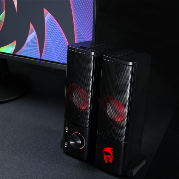 Redragon GS550 PC Gaming Speakers 2.0 Channel Desktop Computer Sound Bar  Quality Bass & Decent Red Backlit