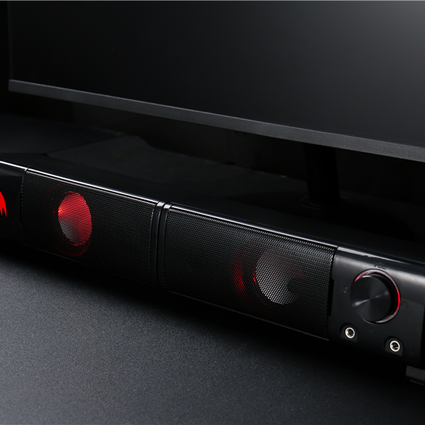 Redragon GS550 PC Gaming Speakers 2.0 Channel Desktop Computer Sound Bar  Quality Bass & Decent Red Backlit