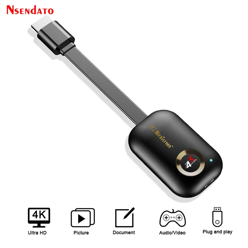 Mirascreen G9 Plus 2.4G/5G 4K Wireless H.265 HD Wifi Display Dongle for Miracast Airplay DLNA TV Stick for For Android IOS to TV