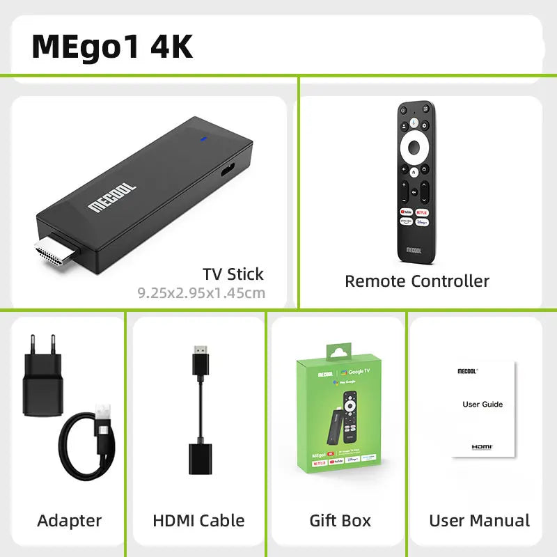MECOOL MEgo 1 TV Stick Reltek Quad-core 8GB Google Android TV Sticks 4K Dolby Netflix TV Box 2025 High Quality Consoles