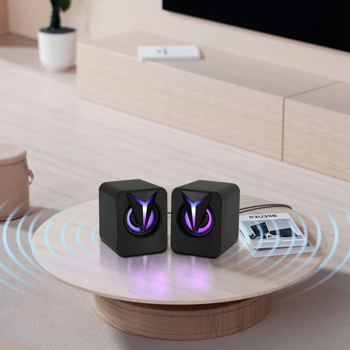USB Wired Computer Speakers PC Sound Box HIFI Stereo 3.5mm Jack with RGB LED Light Game Speaker For Desktop Computer