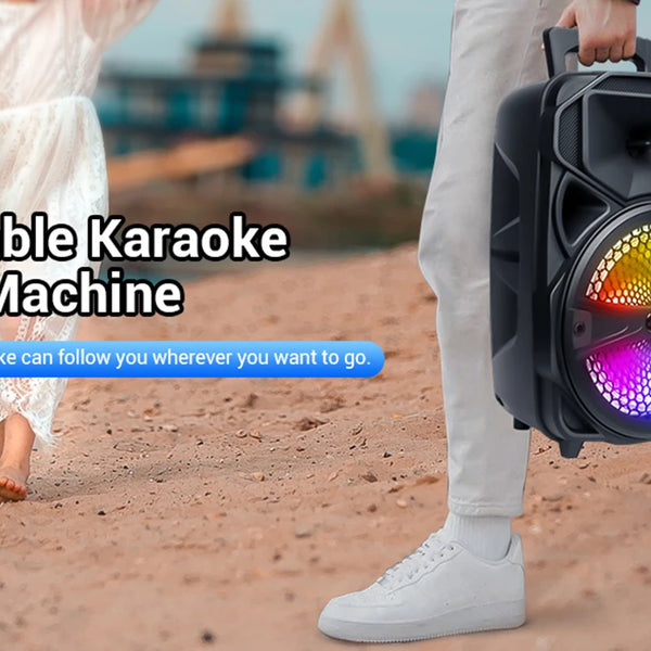 8"1000W Portable Bluetooth Speaker Heavy Bass Sound System Party DJ With Microphone and Remote RGB Led Light USB TF FM Subwoofer