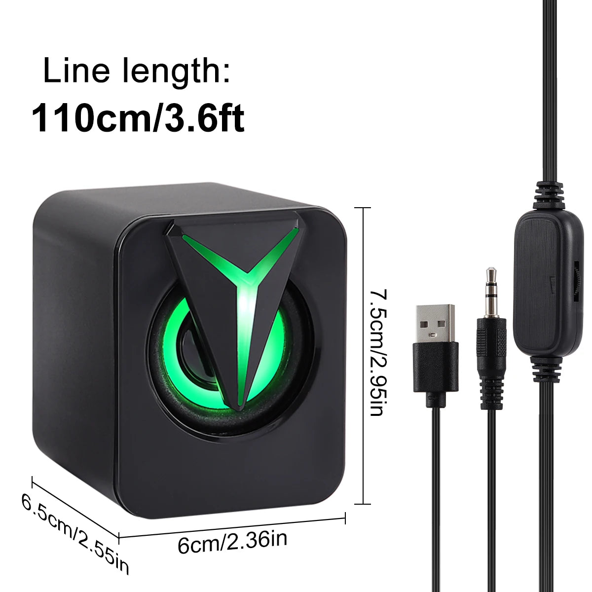 USB Wired Computer Speakers PC Sound Box HIFI Stereo 3.5mm Jack with RGB LED Light Game Speaker For Desktop Computer