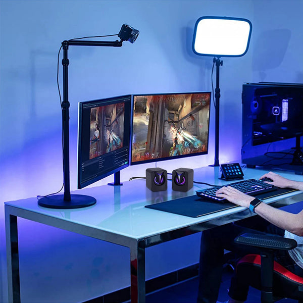 USB Wired Computer Speakers PC Sound Box HIFI Stereo 3.5mm Jack with RGB LED Light Game Speaker For Desktop Computer