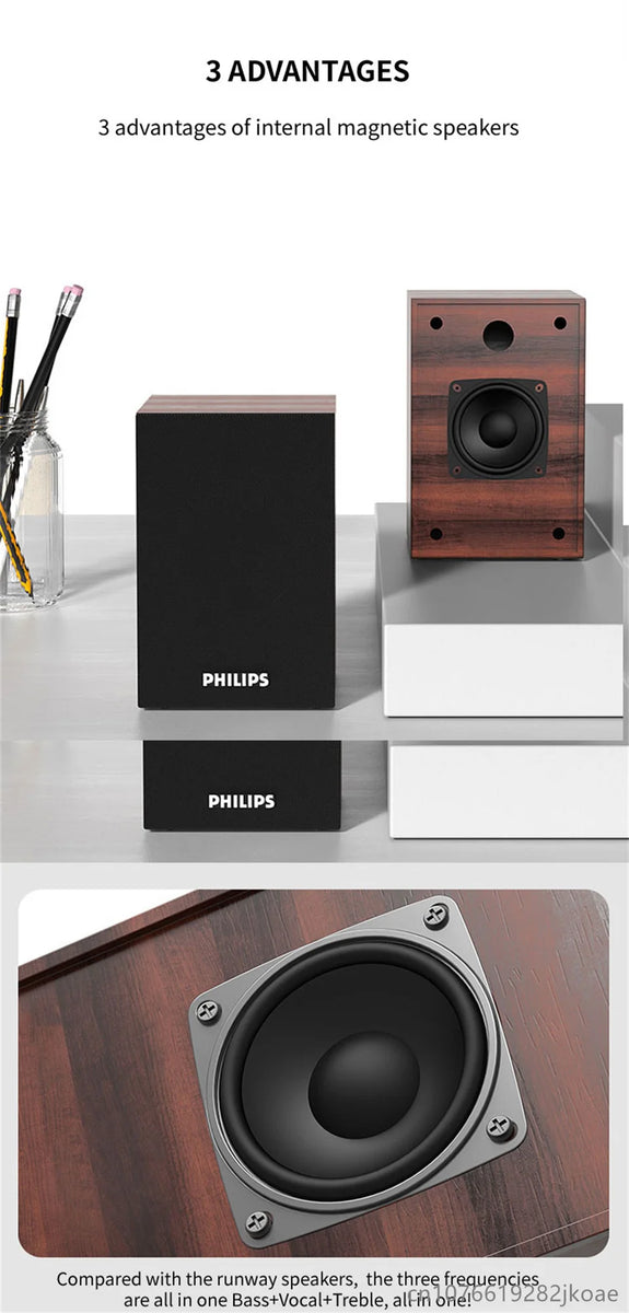 Philips SPA20 Speaker Bluetooth with 360 degree Surround Sound Bluetooth Wireless Stereo for Computer Macbook Laptop