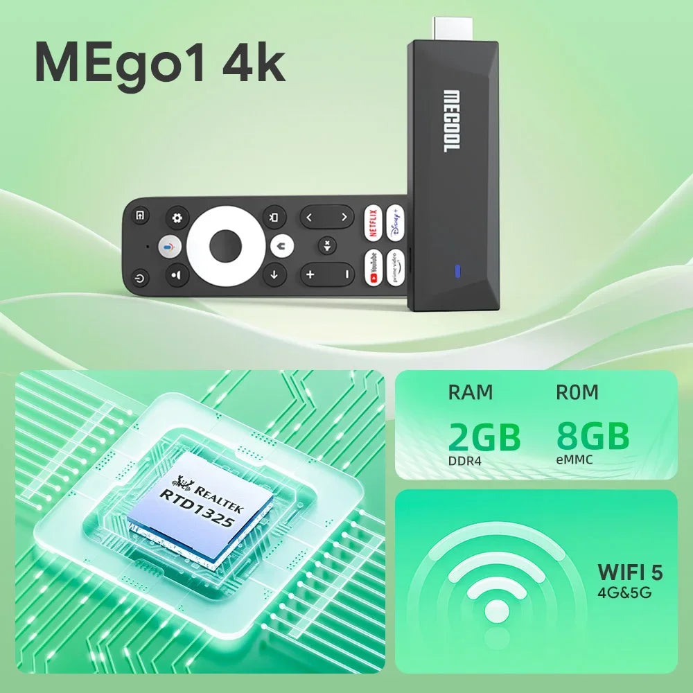 MECOOL MEgo 1 TV Stick Reltek Quad-core 8GB Google Android TV Sticks 4K Dolby Netflix TV Box 2025 High Quality Consoles