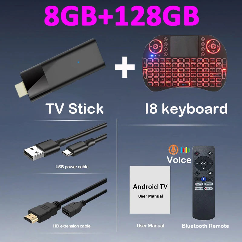Q12 Android 16 Smart TV Stick Allwinner H313 8GB 256GB Support 8K 4K Media Player 4G 5G Wifi HDR10+ Google Voice Remote TV Box