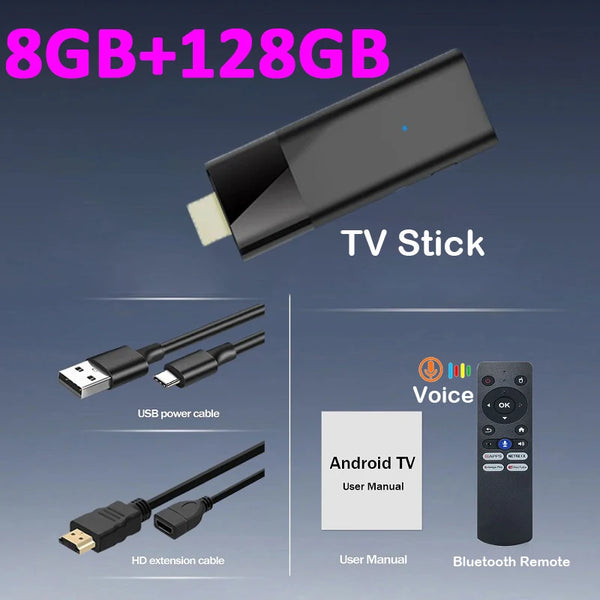 Q12 Android 16 Smart TV Stick Allwinner H313 8GB 256GB Support 8K 4K Media Player 4G 5G Wifi HDR10+ Google Voice Remote TV Box