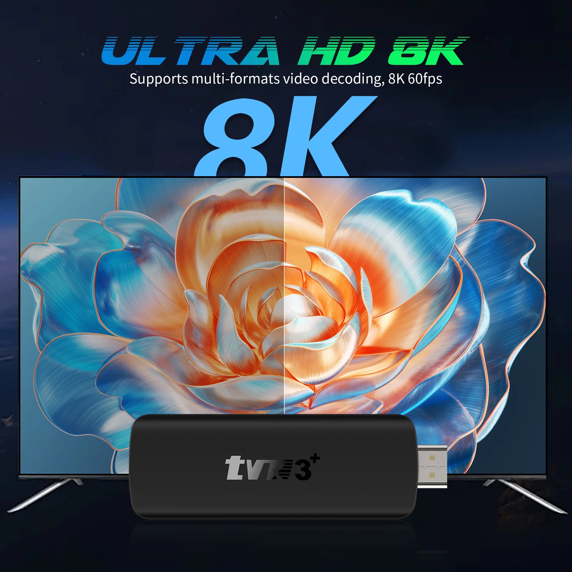 4K TV Stick Smart Android TV Stick RK3518 Quad Core Voice Remote Control WiFi6 8K HDR Android 14 TV Stick 2GB 16GB