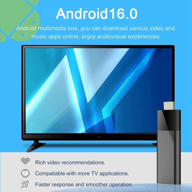 Q12 Android 16 Smart TV Stick Allwinner H313 8GB 256GB Support 8K 4K Media Player 4G 5G Wifi HDR10+ Google Voice Remote TV Box