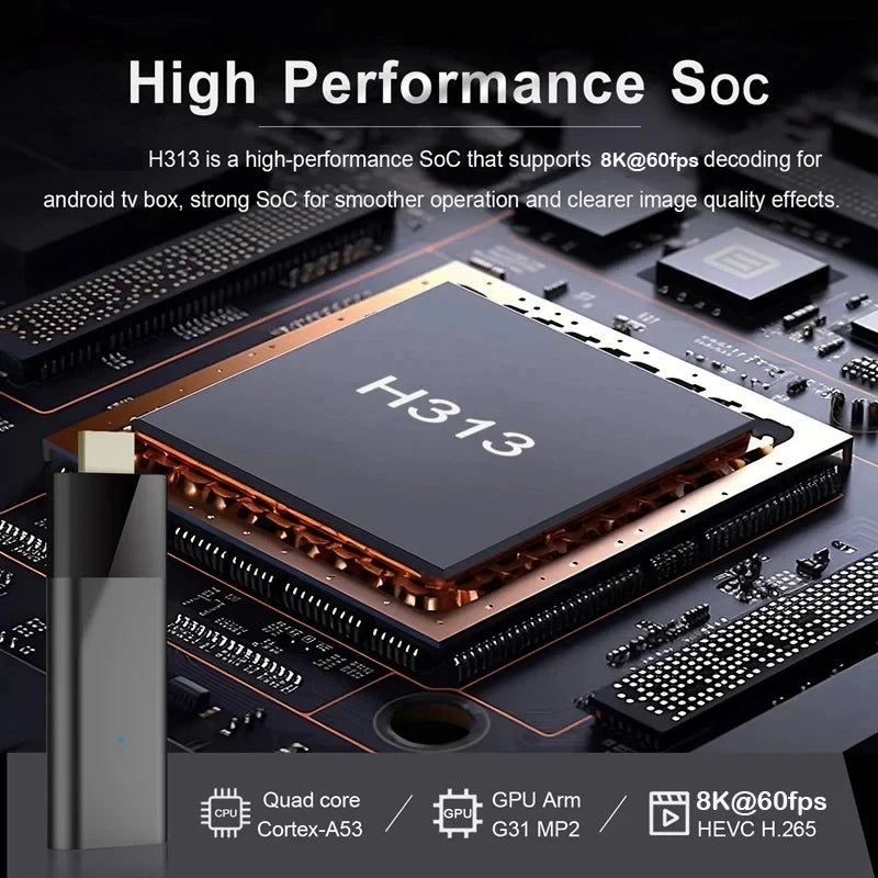 Q12 Android 16 Smart TV Stick Allwinner H313 8GB 256GB Support 8K 4K Media Player 4G 5G Wifi HDR10+ Google Voice Remote TV Box