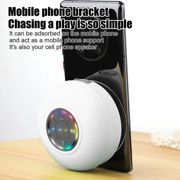 Portable Wireless Bluetooth Speaker Waterproof Suction For Shower Bathroom Black