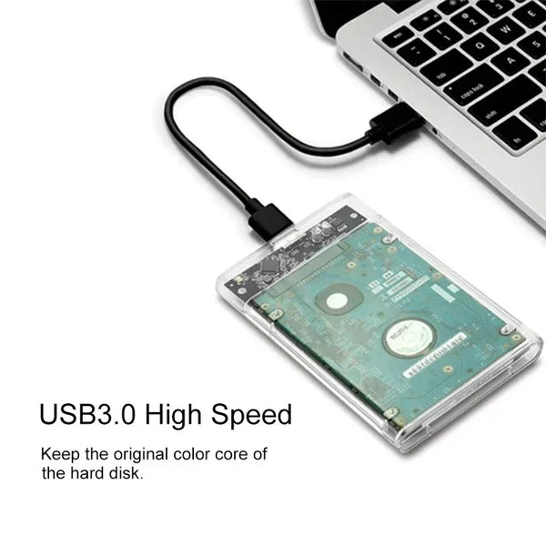 USB3.0 External HDD Case 5 6 Gbps 2.5 Inch Transparent Hard Disk Case Hard Drive Enclosure SATA HDD SSD Storage Case for Laptop