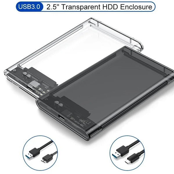 USB3.0 External HDD Case 5 6 Gbps 2.5 Inch Transparent Hard Disk Case Hard Drive Enclosure SATA HDD SSD Storage Case for Laptop