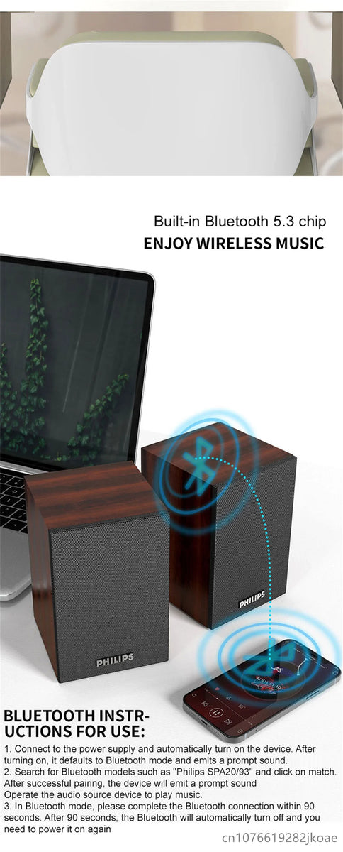 Philips SPA20 Speaker Bluetooth with 360 degree Surround Sound Bluetooth Wireless Stereo for Computer Macbook Laptop