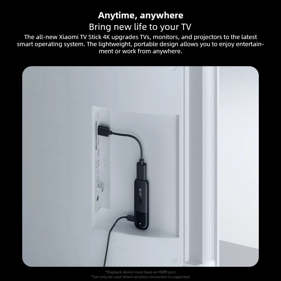 Original Xiaomi Mi TV Stick 4K 2nd Gen Global Version Quad Core Bluetooth 5.2 Dolby Vision DTS HD Video Portable Streaming Media