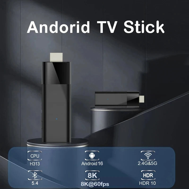 Q12 Android 16 Smart TV Stick Allwinner H313 8GB 256GB Support 8K 4K Media Player 4G 5G Wifi HDR10+ Google Voice Remote TV Box