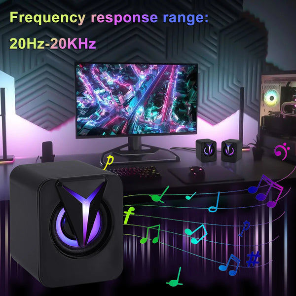 USB Wired Computer Speakers PC Sound Box HIFI Stereo 3.5mm Jack with RGB LED Light Game Speaker For Desktop Computer