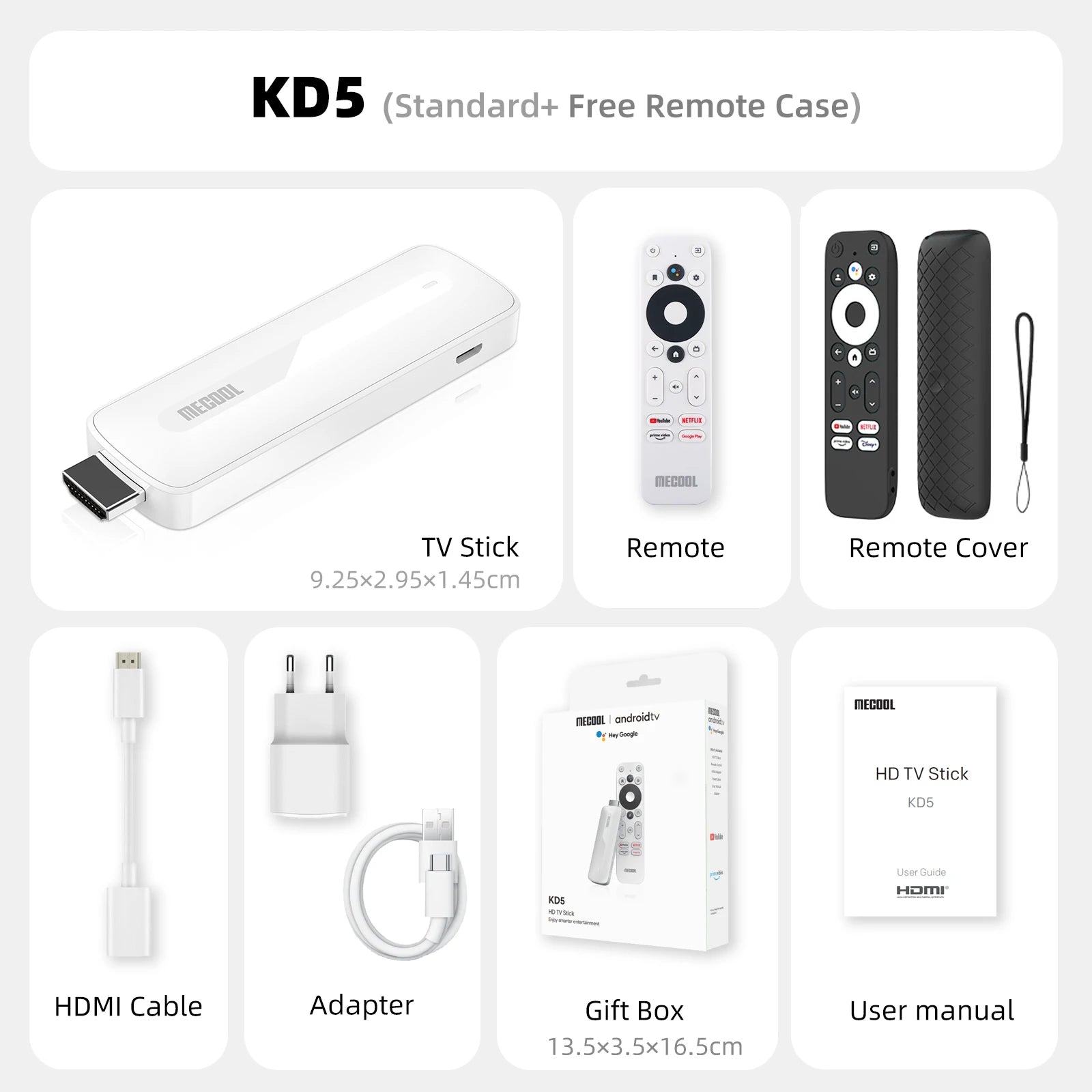 MECOOL KD5 TV Stick with  1G DDR4 +8G Netflix Google Certified 2.4G/5G WIFI Android 11 Media Receiver Stick Home Media Player