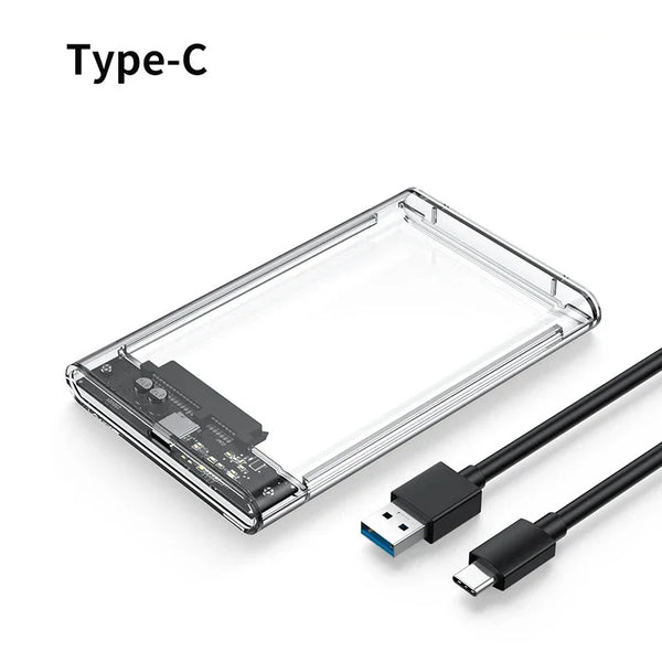 USB3.0 External HDD Case 5 6 Gbps 2.5 Inch Transparent Hard Disk Case Hard Drive Enclosure SATA HDD SSD Storage Case for Laptop
