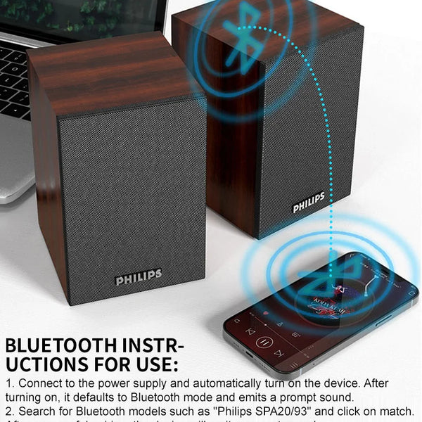 Philips SPA20 Speaker Bluetooth with 360 degree Surround Sound Bluetooth Wireless Stereo for Computer Macbook Laptop