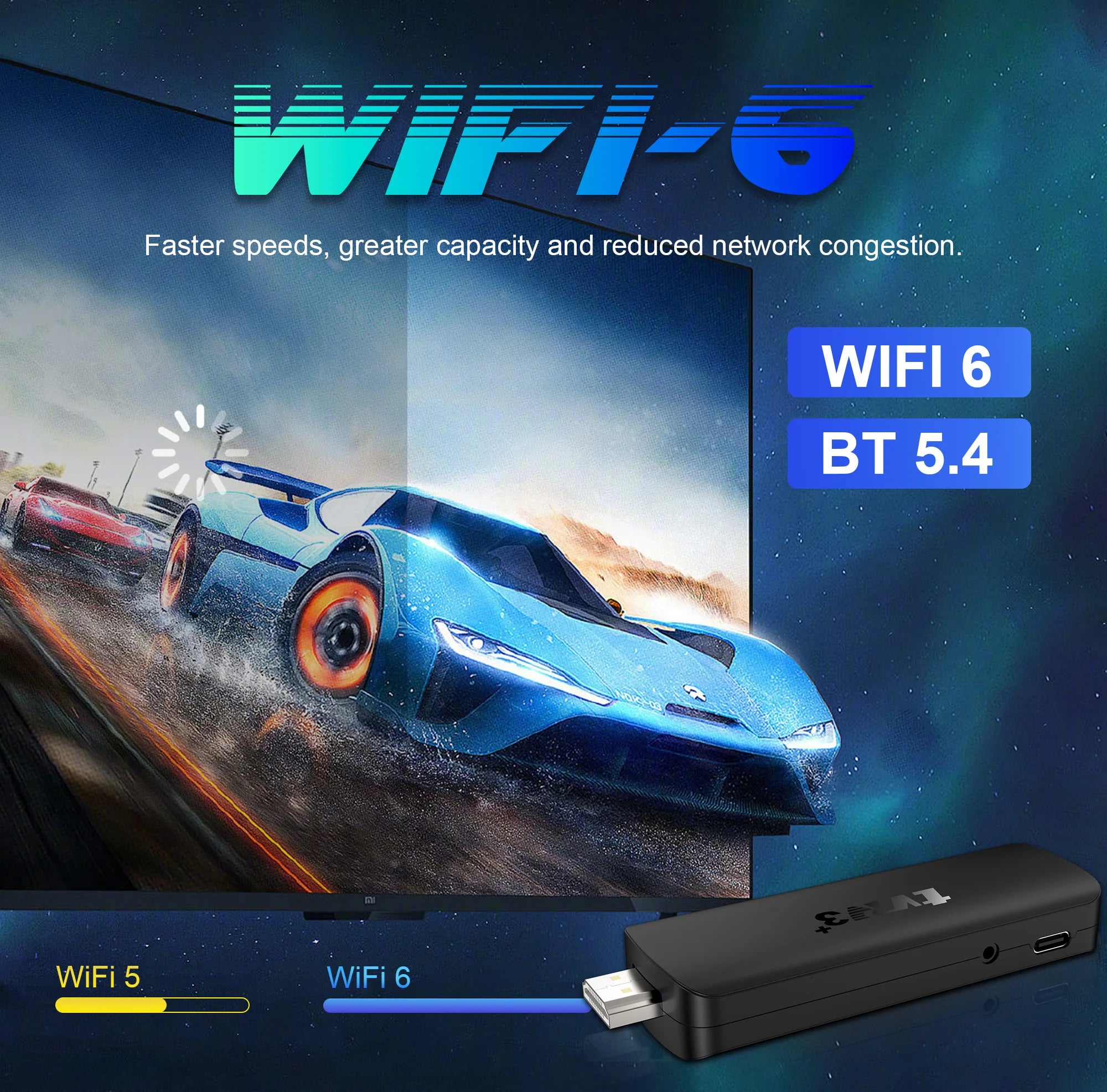 4K TV Stick Smart Android TV Stick RK3518 Quad Core Voice Remote Control WiFi6 8K HDR Android 14 TV Stick 2GB 16GB