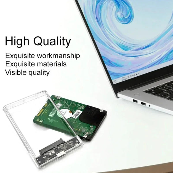 USB3.0 External HDD Case 5 6 Gbps 2.5 Inch Transparent Hard Disk Case Hard Drive Enclosure SATA HDD SSD Storage Case for Laptop